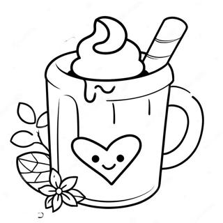 Cute Hot Chocolate Mug Coloring Page 7416-6118