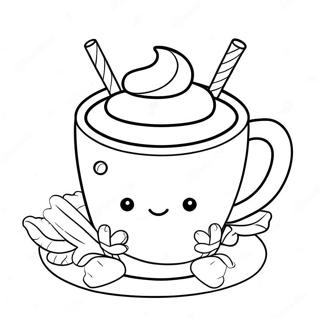 Cute Hot Chocolate Mug Coloring Page 7416-6119