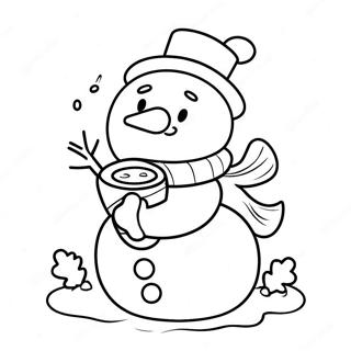 Adorable Snowman With Hot Chocolate Coloring Page 7417-6121