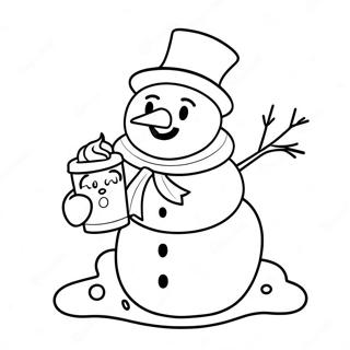 Adorable Snowman With Hot Chocolate Coloring Page 7417-6122