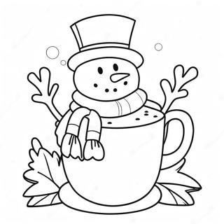 Adorable Snowman With Hot Chocolate Coloring Page 7417-6124