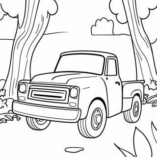 Little Blue Truck Driving Through The Forest Coloring Page 7447-6146