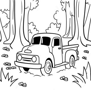 Little Blue Truck Driving Through The Forest Coloring Page 7447-6147