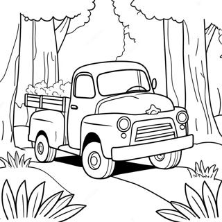 Little Blue Truck Driving Through The Forest Coloring Page 7447-6148