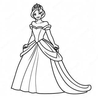 Princess In A Beautiful Dress Coloring Page 7457-6153