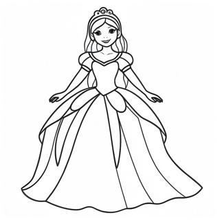 Princess In A Beautiful Dress Coloring Page 7457-6155