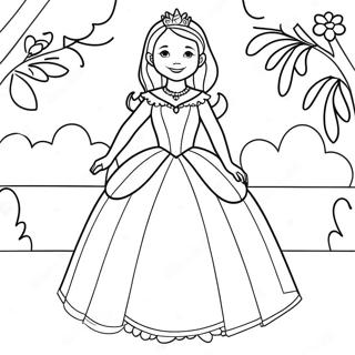 Princess In A Beautiful Dress Coloring Page 7457-6156