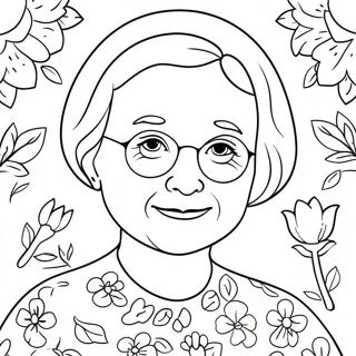 Sweet Grandma With Flowers Coloring Page 7487-45559