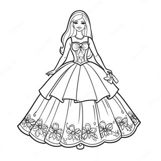 Barbie In A Festive Dress Coloring Page 7497-6181