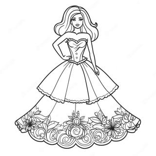 Barbie In A Festive Dress Coloring Page 7497-6183