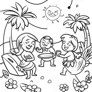 Luau Party Scene Coloring Page 7536-6212