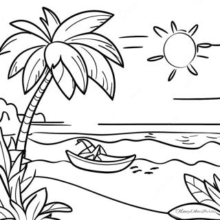 Tropical Beach Luau Coloring Page 7537-6227