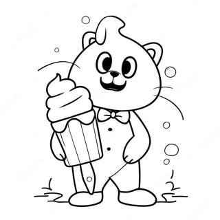 Cute Tuxedo Sam With Ice Cream Coloring Page 7627-6285