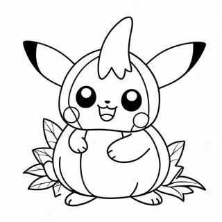 Cute Pikachu In A Pumpkin Costume Coloring Page 7637-6305