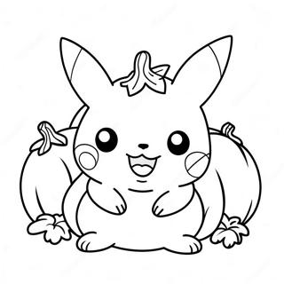 Cute Pikachu In A Pumpkin Costume Coloring Page 7637-6306