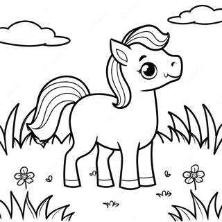 Playful Baby Horse In A Meadow Coloring Page 7657-6309