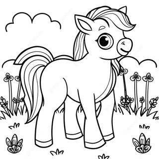 Playful Baby Horse In A Meadow Coloring Page 7657-6310