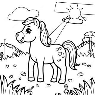 Playful Baby Horse In A Meadow Coloring Page 7657-6311