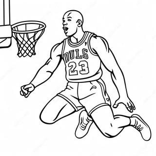 Michael Jordan Jumping For A Dunk Coloring Page 7686-6331