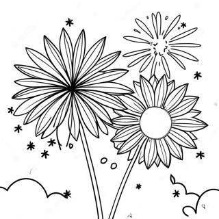 Colorful Fireworks In The Night Sky Coloring Page 7737-45562