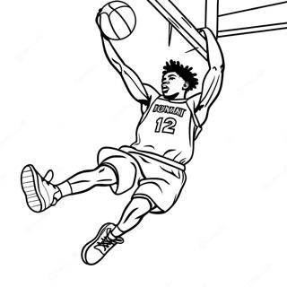 Ja Morant Dunking Basketball Coloring Page 7757-6398