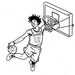 Ja Morant Dunking Basketball Coloring Page 7757-6399