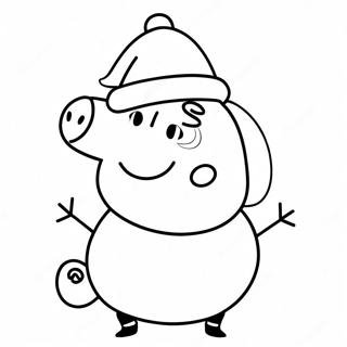 Peppa Pig With Santa Hat Coloring Page 7777-6401