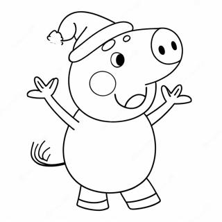 Peppa Pig With Santa Hat Coloring Page 7777-6402