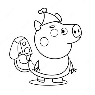 Peppa Pig With Santa Hat Coloring Page 7777-6403