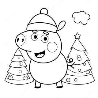 Peppa Pig With Santa Hat Coloring Page 7777-6404