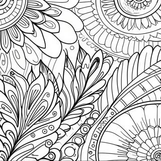 Colorful Feather Patterns Coloring Page 7807-6426