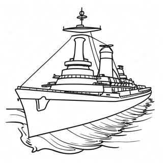 Colorful Battleship At Sea Coloring Page 7917-6513