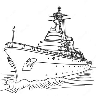 Colorful Battleship At Sea Coloring Page 7917-6514