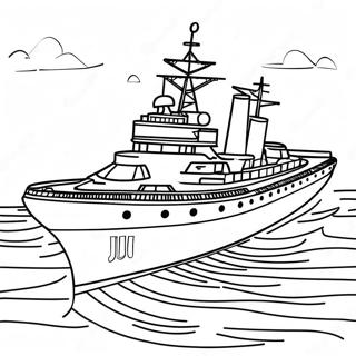 Colorful Battleship At Sea Coloring Page 7917-6515