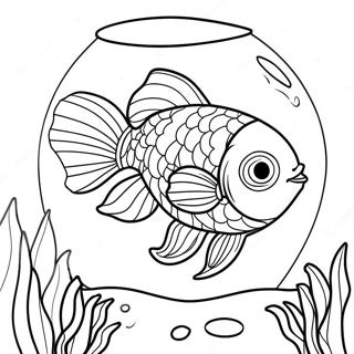 Goldfish Swimming In A Colorful Aquarium Coloring Page 7946-6535