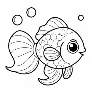 Cute Goldfish With Bubbles Coloring Page 7947-6537