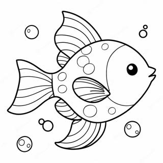 Cute Goldfish With Bubbles Coloring Page 7947-6538