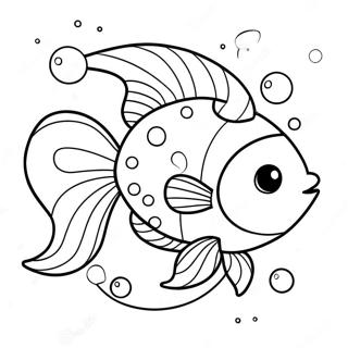 Cute Goldfish With Bubbles Coloring Page 7947-6539