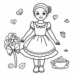 Charming Girl In A Dress Coloring Page 7987-6566