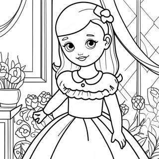 Charming Girl In A Dress Coloring Page 7987-6568