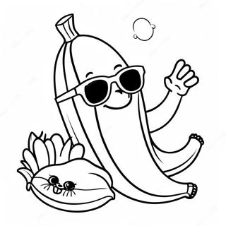 Happy Banana With Sunglasses Coloring Page 7997-6577