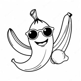 Happy Banana With Sunglasses Coloring Page 7997-6579