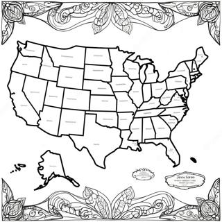 Detailed Usa Map Coloring Page 8017-6593