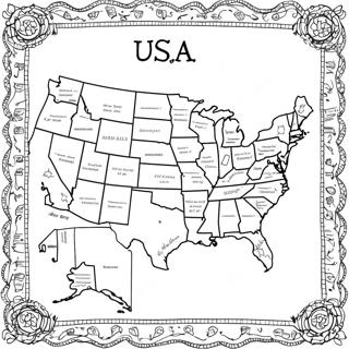 Detailed Usa Map Coloring Page 8017-6596