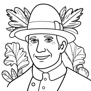 Thanksgiving Pilgrim With Hat Coloring Page 8067-6635