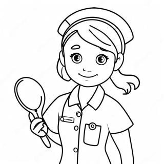 Cute Nurse With A Stethoscope Coloring Page 8177-6723