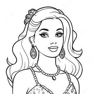 Retro Barbie In A Glamorous Dress Coloring Page 8197-6740