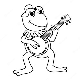 Kermit The Frog Playing Banjo Coloring Page 8207-6742