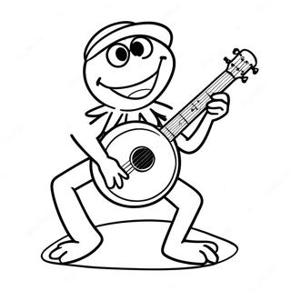 Kermit The Frog Playing Banjo Coloring Page 8207-6743