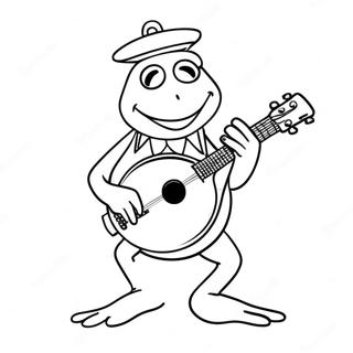 Kermit The Frog Playing Banjo Coloring Page 8207-6744